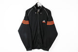 Vintage Adidas Track Jacket Large big logo black orange 90s sport style windbreaker