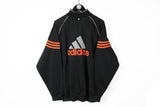 Vintage Adidas Track Jacket Large big logo black orange 90s sport style windbreaker