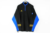 Vintage Adidas Fleece 1/4 Zip Large / XLarge black blue 90s classic sport cozy fleece sweater
