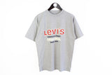 Vintage Levis T-Shirt Medium gray big logo sport cotton tee 90s