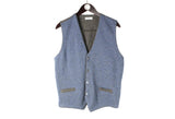 Gran Sasso Vest Medium / Large blue wool classic sartorial sleeveless jacket