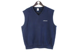 Vintage Adidas Vest Large navy blue V-neck retro sleeveless jumper rare tennis 80s sweatshirt