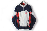 Vintage Adidas Track Jacket Large white blue big logo 90s sport Germany style athletic coat