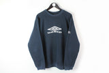 Vintage Umbro Sweatshirt Large big logo navy blue crewneck 90's UK style jumper
