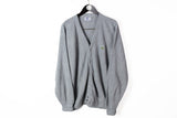 Vintage Lacoste Izod Cardigan XLarge made in France gray sweater 90s casual style retro classic wear