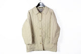 Vintage DAKS Quilted Jacket Women’s 42 beige 90s classic London UK style coat