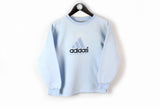 Vintage Adidas Equipment Sweatshirt Women's Medium blue big logo embroidery 80's crewneck jumper