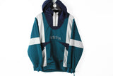 Vintage Adidas Hoodie 1/4 Zip Large green blue big logo 90s track anorak jacket retro style sportswear