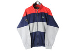 Vintage Lacoste Sweatshirt Full Zip Large blue gray red 90s retro big logo sport style made in France jumper