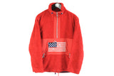 vintage SPORTALM FLEECE big USA flag men's made in Austria red ski anorak sweater authentic 90's 80's retro hipster winter rave streetwear