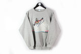 Vintage Grindelwald Switzerland Ski Sweatshirt Small gray crewneck 90's 80's authentic retro style jumper