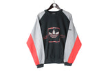 Vintage Adidas Sweatshirt Medium black big logo 90s retro crewneck sport jumper