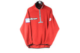 Vintage Ellesse Fleece 1/4 Zip Medium red ski style sweater 90s retro sport outdoor jumper Federation Francaise de Ski
