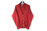Vintage Lacoste Cardigan Large sport style small logo 90s retro jumper deep v-neck made in France casual sweater
