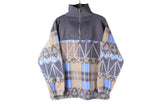 Vintage Fleece 1/4 Zip Women's Medium gray beige 90s retro snowboard ski style outdoor jumper