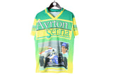 Vintage Ayrton Senna T-Shirt Large Formula 1 rare retro polyester F1 racing shirt 80s 90s