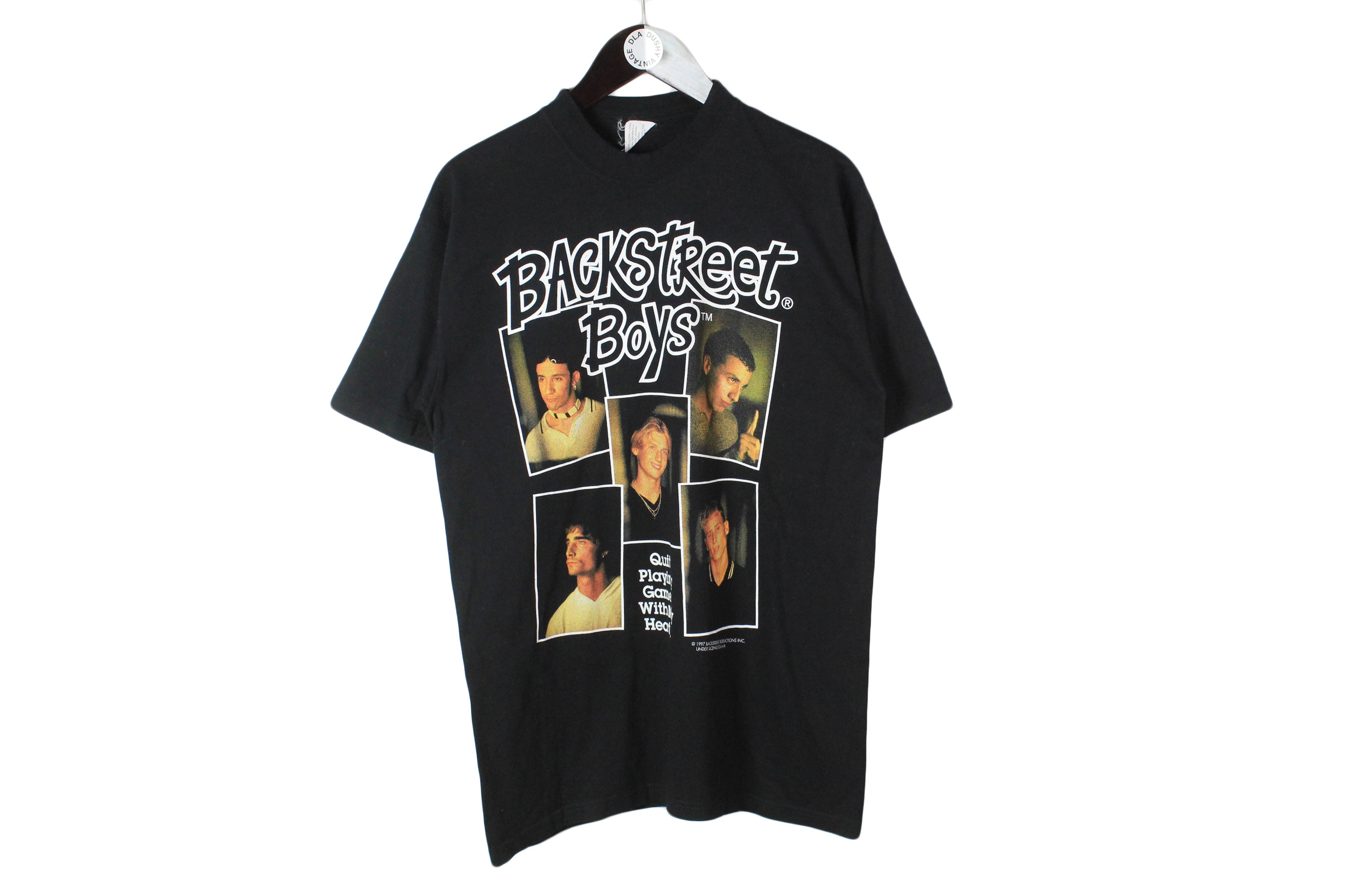 Vintage Backstreet Boys Quit Playing Games Lyrics Scrabble Shirt Large BSB