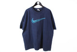 Vintage Nike T-Shirt XLarge blue big logo swoosh 90's basic tee made in USA