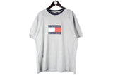 Vintage Tommy Hilfiger T-Shirt XLarge gray big logo 90s retro crewneck oversize cotton shirt