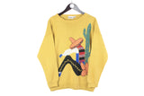 Vintage Sweater Women's Medium yellow jones cowboy 90s retro pullover retro pullover