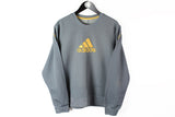 Vintage Adidas Sweatshirt Medium gray big logo 90's crewneck
