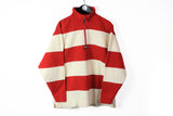 Vintage Tommy Hilfiger Fleece 1/4 Zip Medium / Large red white 90s
