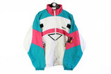 Vintage Adidas Track Jacket Large white green Action wear multicolor sport windbreaker