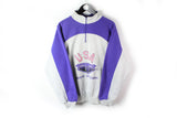 Vintage USA Sweatshirt 1/4 Zip Medium gray purple 90's retro style jumper