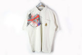 Vintage Hugo Boss Polo T-Shirt XLarge / XXLarge white abstract pattern retro style luxury tee