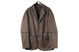 vintage VALENTINO authentic Real Leather Jacket brown Blazer Long Sleeve three button Coat Size XL retro 90s 80s men's two pockets luxury