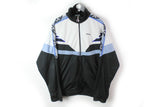 Vintage Diadora Track Jacket Large black white 90's windbreaker full zip