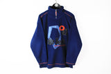 Vintage Fleece 1/4 Zip Medium navy blue Polar Bear Snowear ski sweater