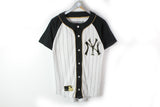 Vintage New York Yankees Majestic Jersey T-Shirt Small big logo baseball 90s sport tee button