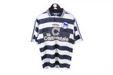 Vintage Adidas Hertha Berlin 1998-1999 Home T-Shirt Medium / Large Die Continentale 90's retro style Football Germany sport club polyester tee striped pattern
