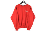 Vintage Coca-Cola Sweatshirt Large small logo 90s crewneck zipped pocket on a front side retro USA