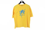 Vintage Adidas FIFA Fair Play T-Shirt Large yellow 90's big logo retro style cotton sport football tee