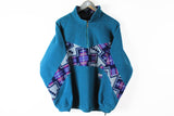 Vintage PolarLite Fleece 1/4 Zip Medium / Large blue made in Italy 80s sport ski sweater cozy warm
