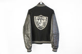 Vintage Raiders Los Angeles Varsity Jacket XLarge black wool and leather big logo 90's style Football NFL sport bomber coat