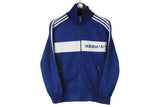 Vintage Adidas Track Jacket Small blue white 80s made in Yugoslavia full zip retro windbreaker