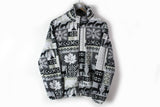 Vintage Fleece Full Zip Small gray black 90s sport women's M size retro style winter sweater