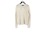 vintage RALPH LAUREN authentic sweater beige knit wear knitted Size S/M rare retro men's clothing hipster 90s 80s jumper cardigan sweatshirt