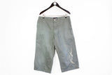 Vintage Fubu Denim Shorts XLarge big logo hip hop 90's gray baggy below the knee shorts