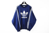 Vintage Adidas Sweatshirt XLarge / XXLarge big logo blue 90s sport style streetwear