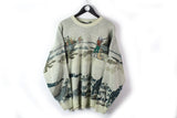 Vintage Hunting Sweater XLarge gray 90s sport style streetwear pullover