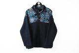 Vintage Fleece Snap Button Small blue 90s sport style sweater