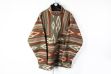 abstract pattern brown ski winter sweater Fleece Half Zip XLarge Vintage Fleece Half Zip XLarge