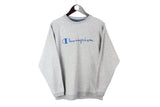 vintage CHAMPION USA big logo sweatshirt Size S men's gray blue long sleeve sweater retro rare rave hipster authentic 90s activewear casual
