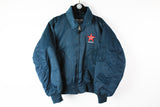Vintage Virgin Bomber Medium small logo radio 90s blue jacket