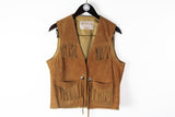 Vintage Western by Schott Suede Vest Small / Medium brown retro style cowboy classic made in USA sleeveless jacket 70s