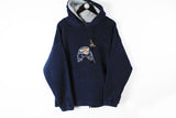 Vintage Fleece Hoodie Medium eagle big logo bird pattern 90s USA style